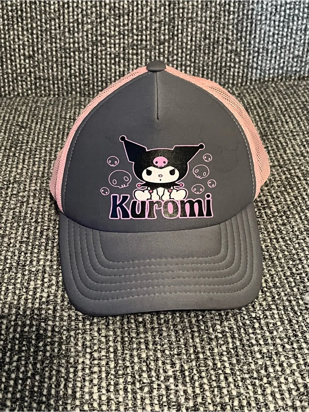 Pink and Gray Mesh Trucker Hat - Character Cap